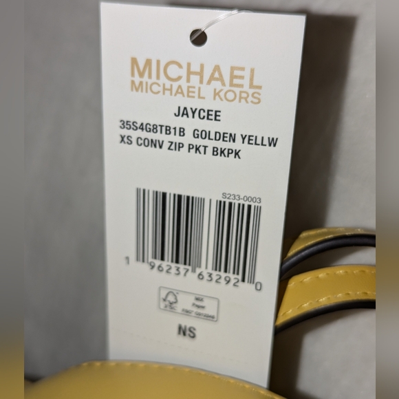 Michael Kors Jaycee Extra-Small Ombré Logo Convertible Backpack Yellow NWT - Picture 10 of 10